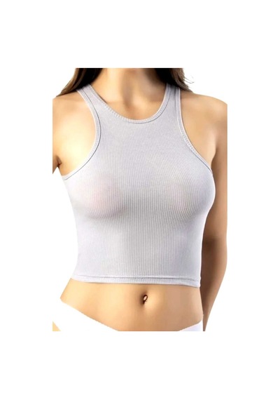 Uniquetrenders Kadın Geniş Askılı Kaşkorse Crop 3'lü Set Gri