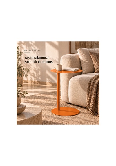 Slate Metal C Sehpa Modern Tasarım Elips Tablalı Minimalist Koltuk Yanı Sehpa Turuncu - 935314037 Turuncu