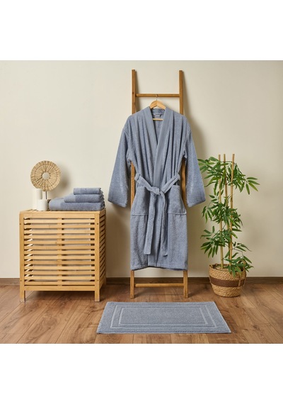 Soft Premium Unisex Bornoz - Mavi - S / M Çok Renkli