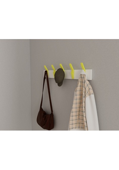 Hepsi3boyutlu Modern Duvar & Kapı Kanca Askılık - 5 Adet Sarı Kanca Askılık - Model No : 3 Sarı