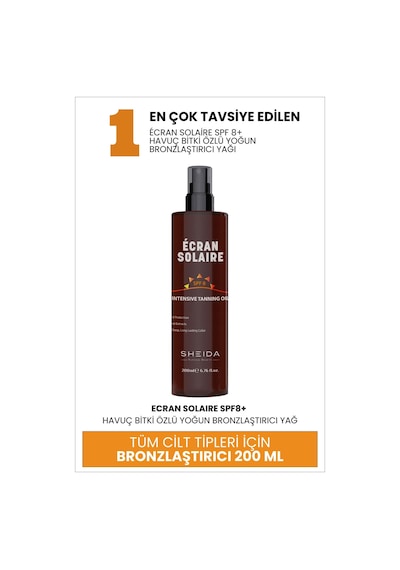 Sheida Havuç Özlü Yoğun Bronzlaştırıcı Güneş Yağı SPF8 200 ML