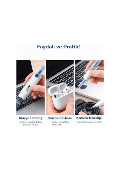 Çok Fonksiyonlu Klavye Temizleme Seti, Bilgisayar Telefon Ekran Temizleyici Fırça Seti, Spreyli Hassas Temizlik Kiti, Kulaklık Klavye Temizleme Aparatı 4 İn 1 Çok renkli