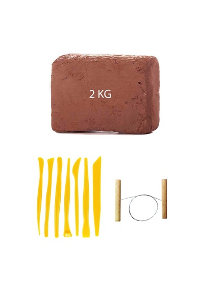2 KG Kırmızı Seramik Hamuru Plastik Ebeşuar Çamur Kesme Teli