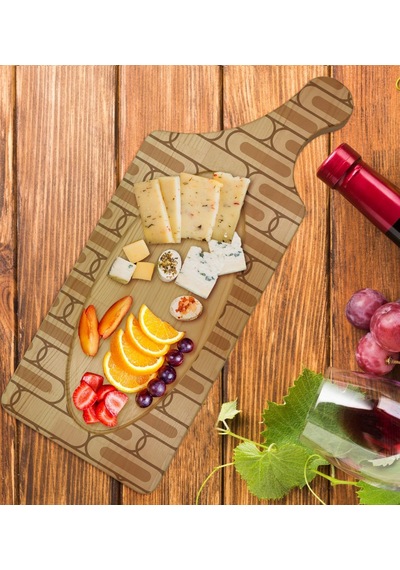 Bk Gift Modern Art Tasarımlı Dikdörtgen Şeklinde Doğal Ahşap Servis Ve Sunum Tabağı Model 19