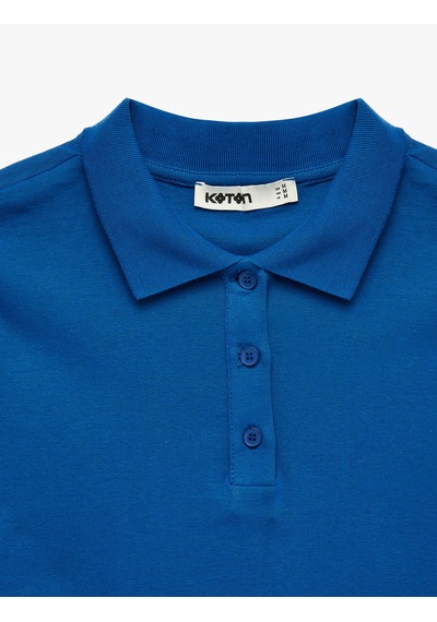 Koton Pamuklu Slim Fit Kısa Kollu Düğmeli Polo Yaka Tişört Lacivert 6sak50482ek