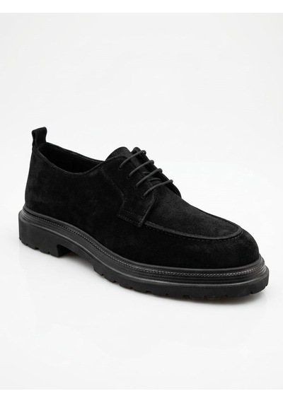 Hayo Erkek Hakiki Deri Kalın Taban Bağcıklı Kundura Klasik Ayakkabı Siyah