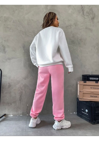 Kadın Brooklyn Baskılı Eşofman Takımı Beyazpembe