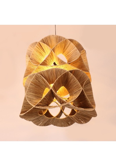 Oklid Doğal Rafya 63x65/75 Cm Katlı Aydınlatma Bej