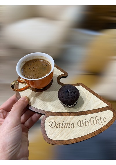 Kalp Şekilli Kahve Sunum Tepsisi, Aşk Kahve Sunumluğu, Kahve Sunum Bardak Fincan Altlığı Banu