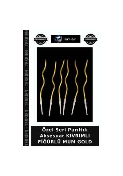 Özel Seri Parıltılı Aksesuar Kıvrımlı Fiğürlü Mum Gold
