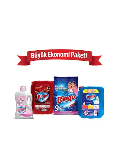 Bingo Büyük Ekonomi Paketi 9 Kg Toz Çamaşır Deterjanı Sık Yıkan 2950 ML