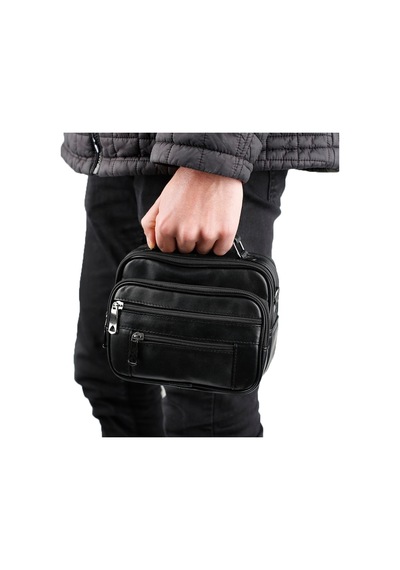 Strong Bag Strong Kasalı Siyah Erkek Küçük Boy El Çantası, Omuz Çantası Nyel Siyah