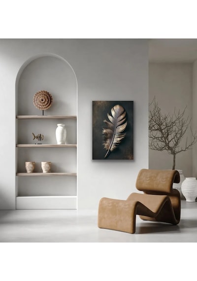 Bronz Tüy Desenli Kanvas Tablo 70x100cm