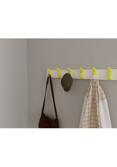 Hepsi3boyutlu Modern Duvar & Kapı Kanca Askılık - 6 Adet Sarı Kanca Askılık - Model No : 2 Sarı