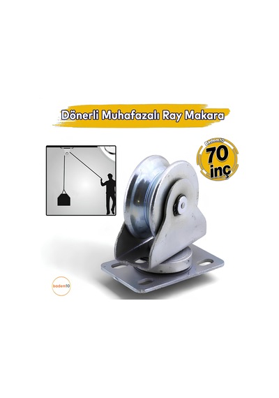 Tablalı Kepli Dönerli Oynar Hareketli Başlı Makara Metal Rulman Muhafazalı Ray Makara 70\