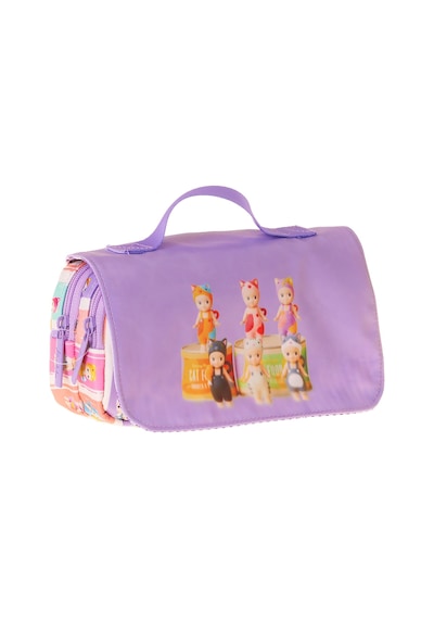 Kaukko Kids Taşıma Askılı Kız Çocuk Cat Life Baskılı Şık Kalem Çantası Mor - Krem - L5315
