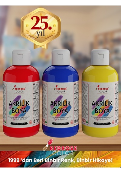 Red Rose Kırmızı-mavi-sarı Akrilik Boya 3'lü Set 3 x 250 G
