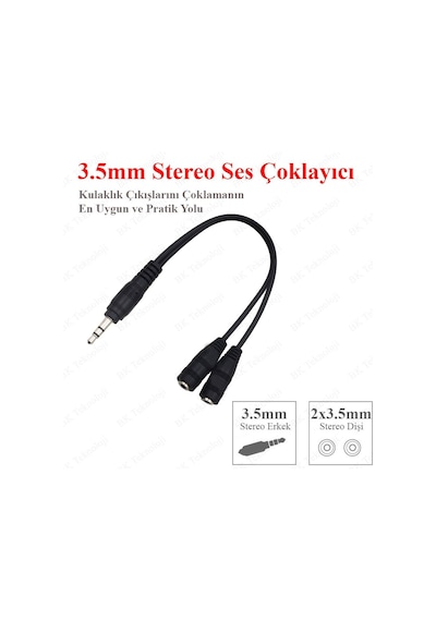 3.5mm Stereo Kulaklık Ses Çoklayıcı Y Kablo