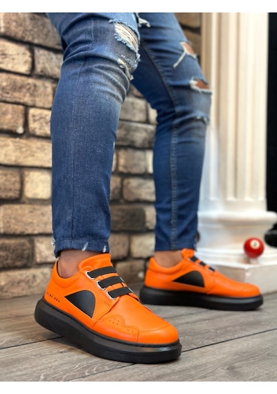 Ba0302 Boa Kalın Taban Bağcıksız Tarz Casual Turuncu Erkek Ayakkabı