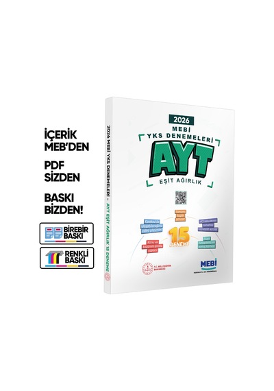 2026 Mebi Yks-ayt Eşit Ağırlık 15li Deneme Kitabı Video Çözümlü Renkli Baskı Ücreti