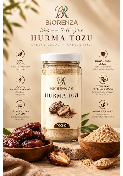 Hurma Tozu 100 G %100 Hurma, Kek, Kurabiye, Yoğurt Ve Smoothie Tarifleri İçin