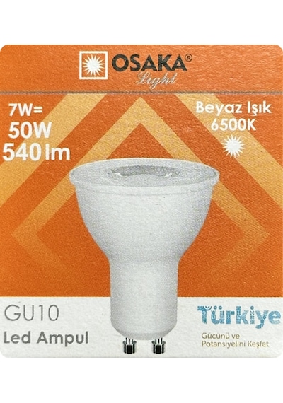 4 Adet Osaka 7w 50w Beyaz Işık 6500k Gu10 Duylu Led Spot Ampul