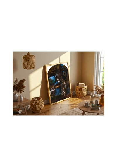 Rönesans Leonardo Kayalıklar Madonnası Çerçevesiz Poster 21x30 Cm A4 Tablo Rönesans Klasik Sanat