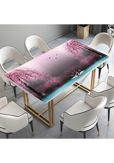 Masa Kaplama Folyosu Mobilya Masa Kaplama Folyoları 3d Kuğu Pembe Ağaç