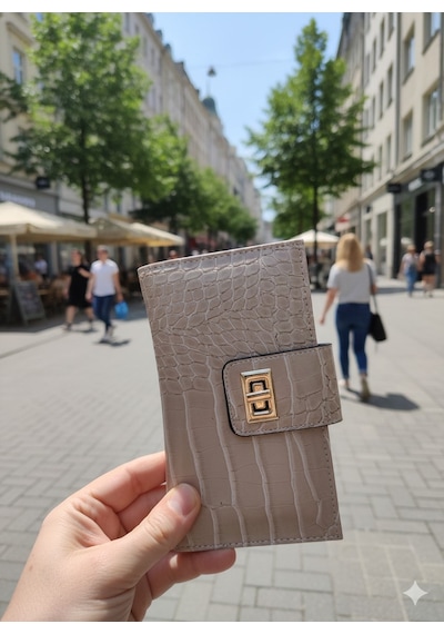 Newish Polo Telefon Bölmeli Klipsli Fermuarlı Portföy Cüzdan Krem