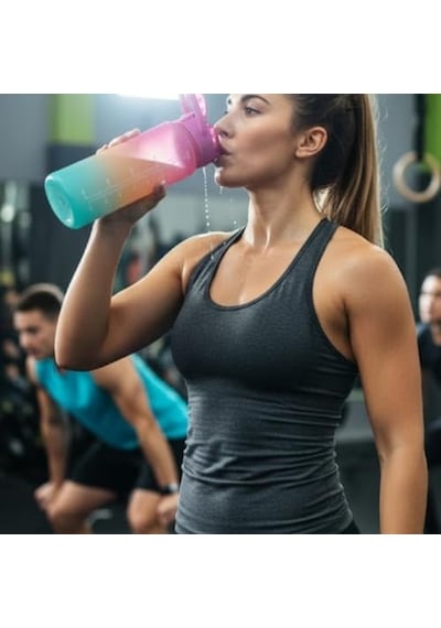 3 Lü Renkli Suluk Seti Motivasyonlu Spor Matara Seti 2l, 900ml Ve 300ml Su Şişesi Sızdırmaz, Dayanıklı, Şık Tasarım Pembe-turuncu-yeşil 0