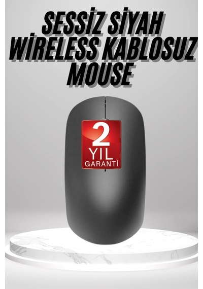 Siyah Kablosuz Mouse Wireless Mouse Minimal Tasarım Standart