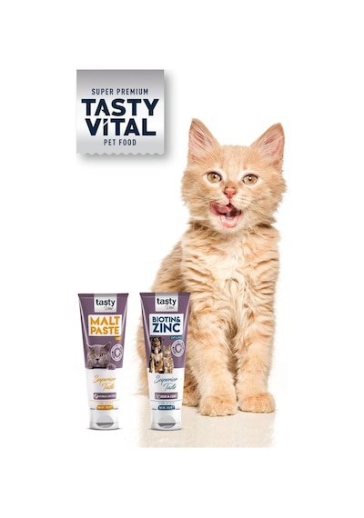 Kedi Malt Paste Tüy Yumağı Önleyici 100 Gr Ve Biotin Çinko Deri Tüy Destekleyici 100 Gr