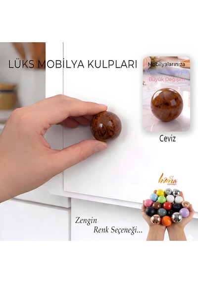 Sert Plastik Düğme Yuvarlak Top Ceviz Dolap Mobilya Mutfak Dolabı Çekmece Kulbu Kulpu Kulplar Kahverengi