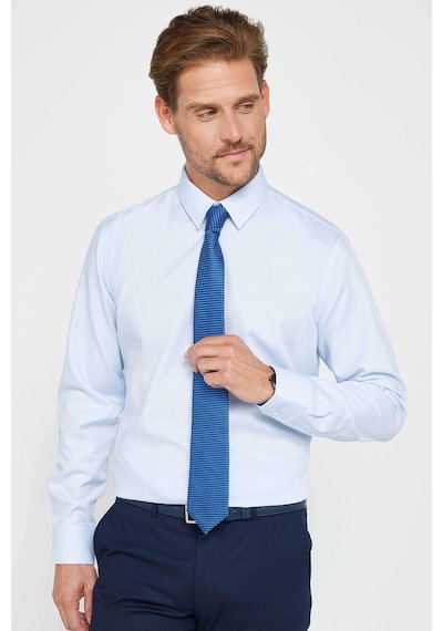 Tudors Slim Fit Uzun Kollu Non Iron Erkek Gömlek-31172-mavi Mavi