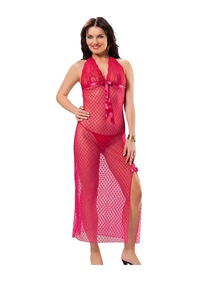 Zl Shoping Fuşya Dantel Gecelik - 639 S-m Fuşya