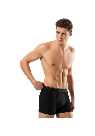 Erdem Siyah Pamuk Elastan Klasik Boxer 1445 Siyah