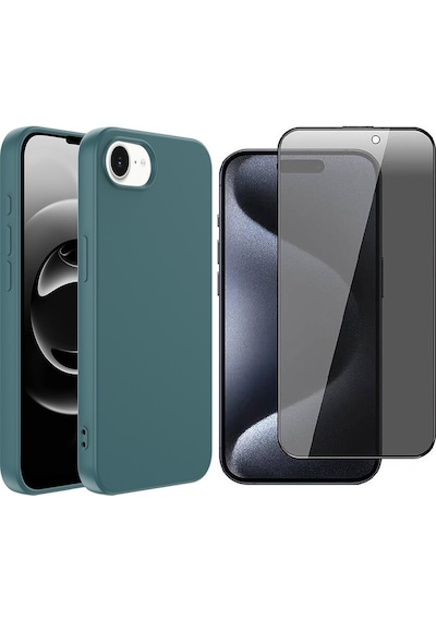 Vendas Apple Uyumlu iPhone 16e Kılıf Zore Mara Lansman Kapak + Hayalet Ekran Koruyucu Koyu Yeşil