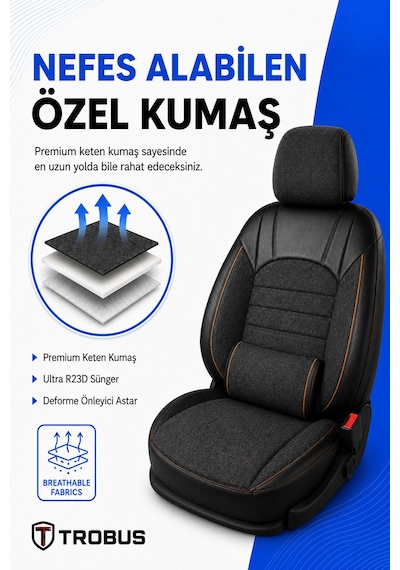 Fiat Tipo 1990-2000 Uyumlu Levante Serisi Füme Turuncu Oto Koltuk Kılıfı