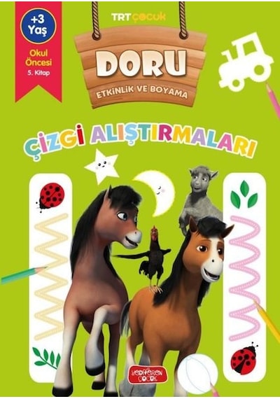 TRT Çocuk - Çizgi Alıştırmaları - Doru Etkinlik ve Boyama- Yediveren Çocuk