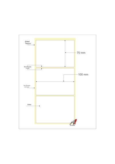 A1 Etiket Termal Barkod - 70X100 Barkod Etiketi 500 Sarımlı 10 Ru