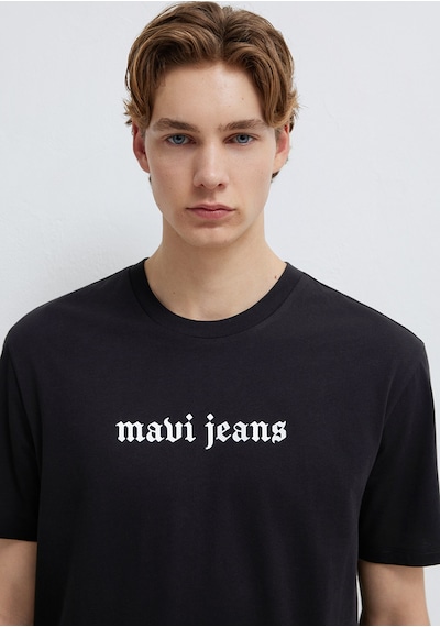 Mavi - Mavi Jeans Baskılı Siyah Tişört 0613201-900 Siyah