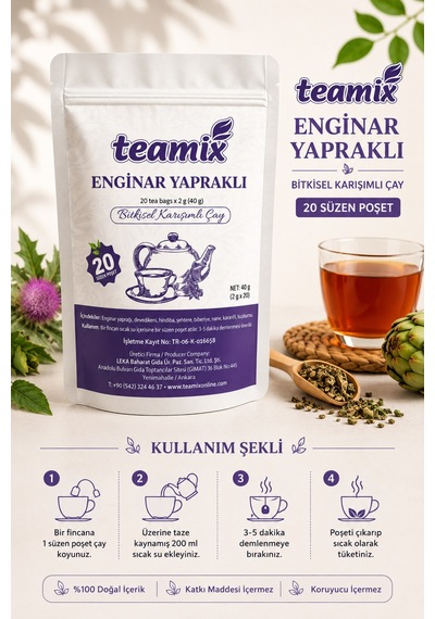 Enginar Çayı Enginar Yapraklı Bitkisel Karışımlı Çay 20 Süzen Poşet