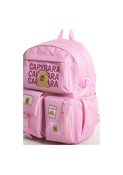 Capybara Orijinal Lisanslı Okul Çantası Sevimli Tasarım, Su Pembe