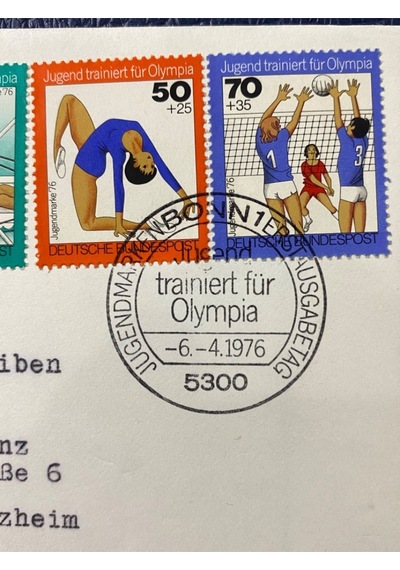 Almanya Özel Damgalı İlk Gün Zarfı Jugend Trainiert Für Europa1976 Erstausgabetag Deutschland Brd