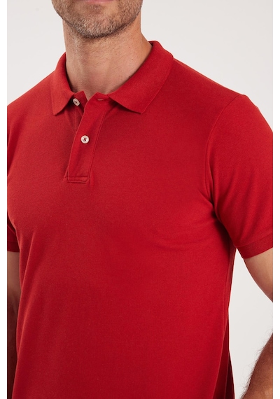 Tudors Erkek Slim Fit Dar Kesim Pamuklu Yumuşak Dokulu Serin Tutan Kumaş Düz Pike Bordo Polo Yaka Tişört-33710 Bordo
