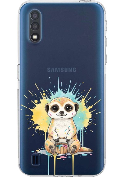 Samsung Galaxy A01 İle Uyumlu Splash Mirket Tasarımlı Şeffaf Silikon Kılıf Şeffaf