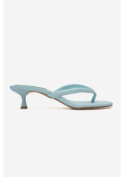 Luvi Shoes Norell Bebe Mavi Cilt Parmak Arası Kadın Topuklu Terlik