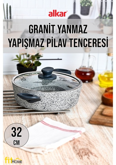 Granit Yanmaz Yapışmaz Yakamoz Model Pilav Tenceresi 32 Cm