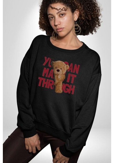 Bunu Alabilirsin Çantadan Çıkan Ayı Unisex Siyah Baskılı Sweatshirt Siyah Bunu Alabilirsin Çantadan Çıkan Ayı Unisex Siyah Baskılı Sweatshirt Siyah