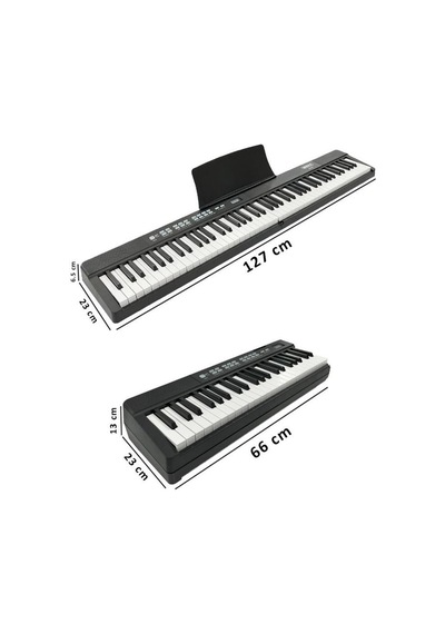 Midex PLX-80BK Taşınabilir Katlanır Dijital Piyano Tuş Hassasiyetli 88 Tuş BT (Sustain Çanta Metod)
